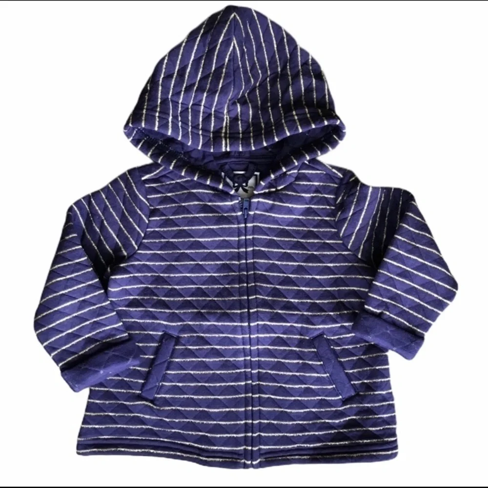 Gymboree navy and gold striped quilted knit hooded jacket